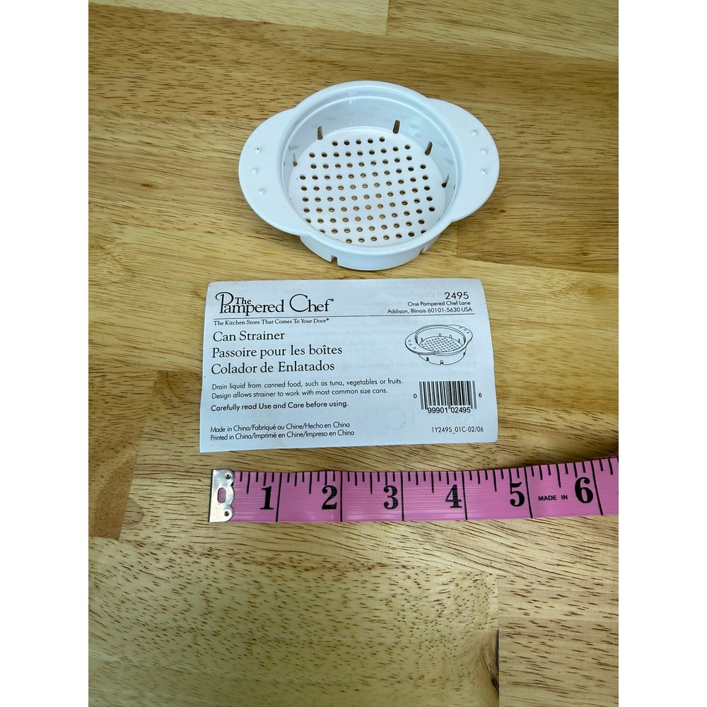Pampered Chef Can Strainer White Plastic Kitchen Tool 2495 Tuna Press